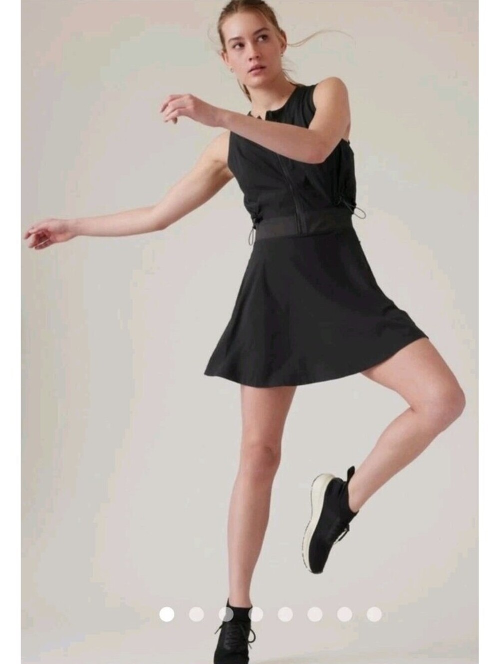 Athleta Size 14 Black Venture Out Dress Work Out Knee Length Pockets